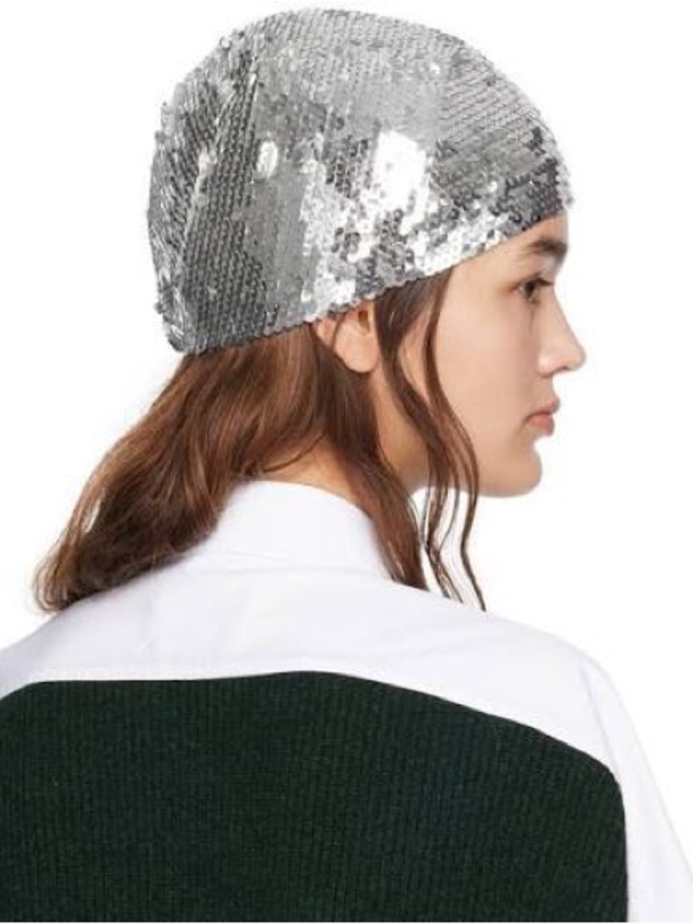 Vintage Guess Sequin Embellished Silver Beanie